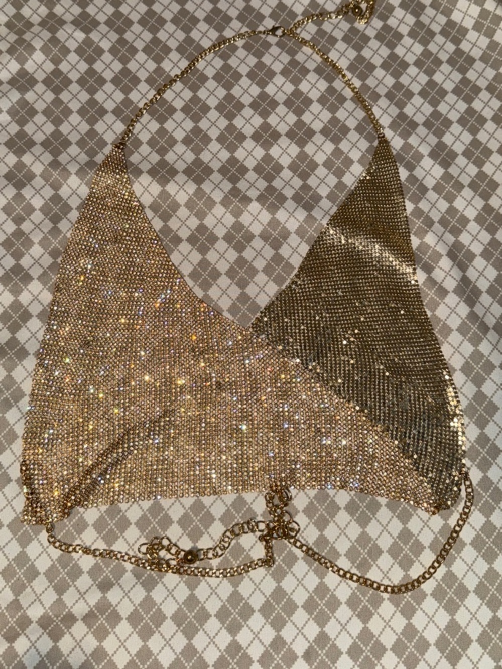 Gold Sequin Halter Crop Top